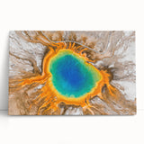Black and white photo of Yellowstone on stretched canvas, ideal for kitchen wall art or bedroom ambiance.