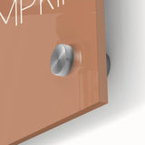 Large abstract wall art in warm autumn hues on acrylic glass, featuring mid-century modernist style.