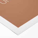 Art deco poster featuring a stylized autumn tree in warm orange and brown tones on a rolled canvas.