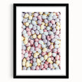 Extra large abstract art print featuring textured, colorful art with spring themes, framed in black.