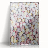 Art deco poster of spring theme in pastel green and pink, framed acrylic print, suitable for nursery wall art.