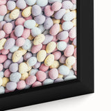 Extra large framed canvas featuring textured, colorful art of spring season trees on a black background.