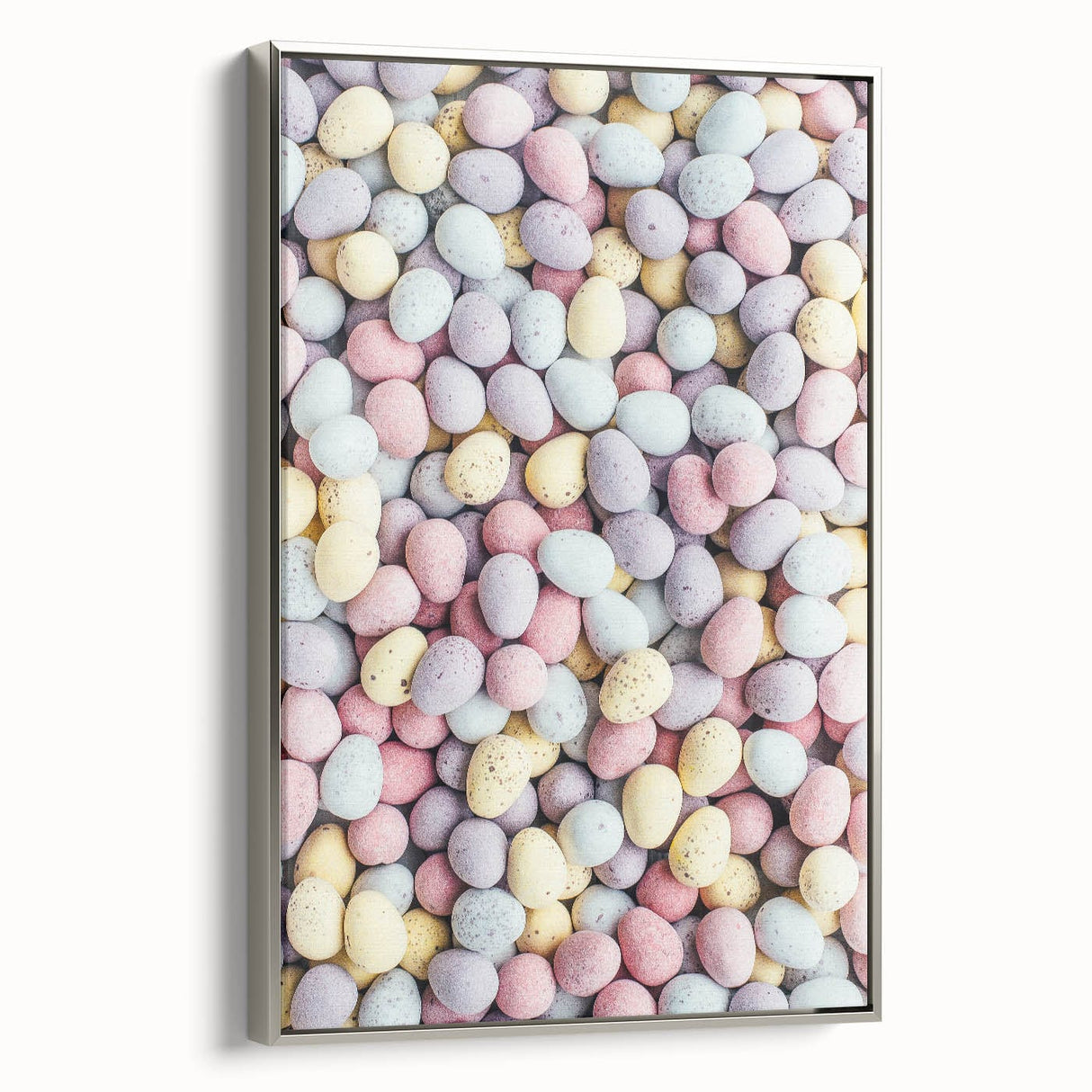 Framed canvas landscape art painting depicting spring season with vibrant green and floral colors.