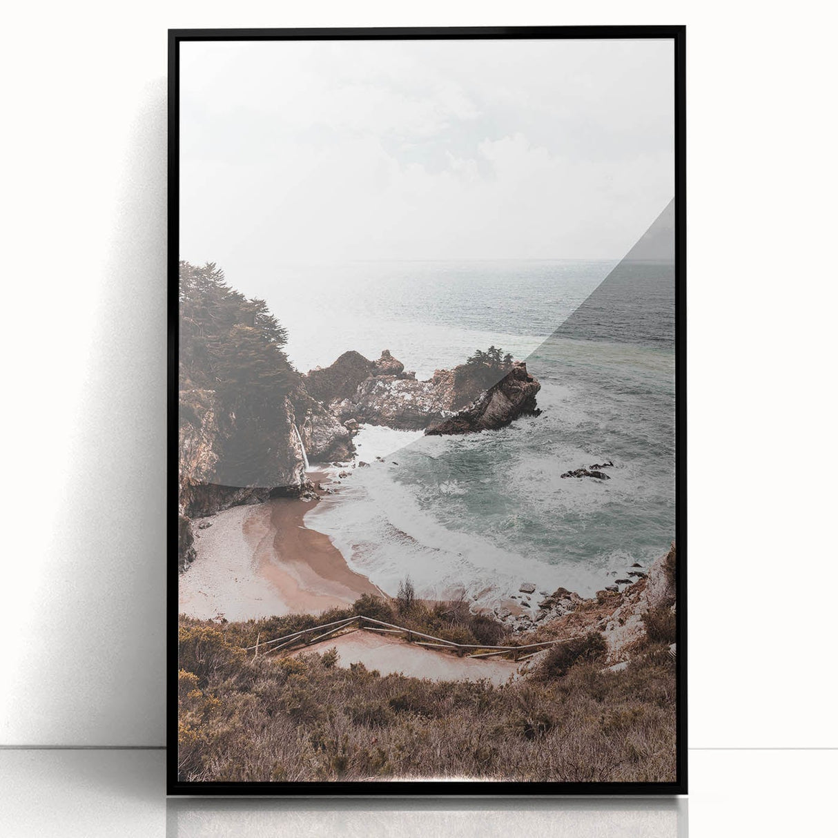 Large abstract wall art featuring summer-themed colors on a black acrylic frame, ideal for modern art wall decor.