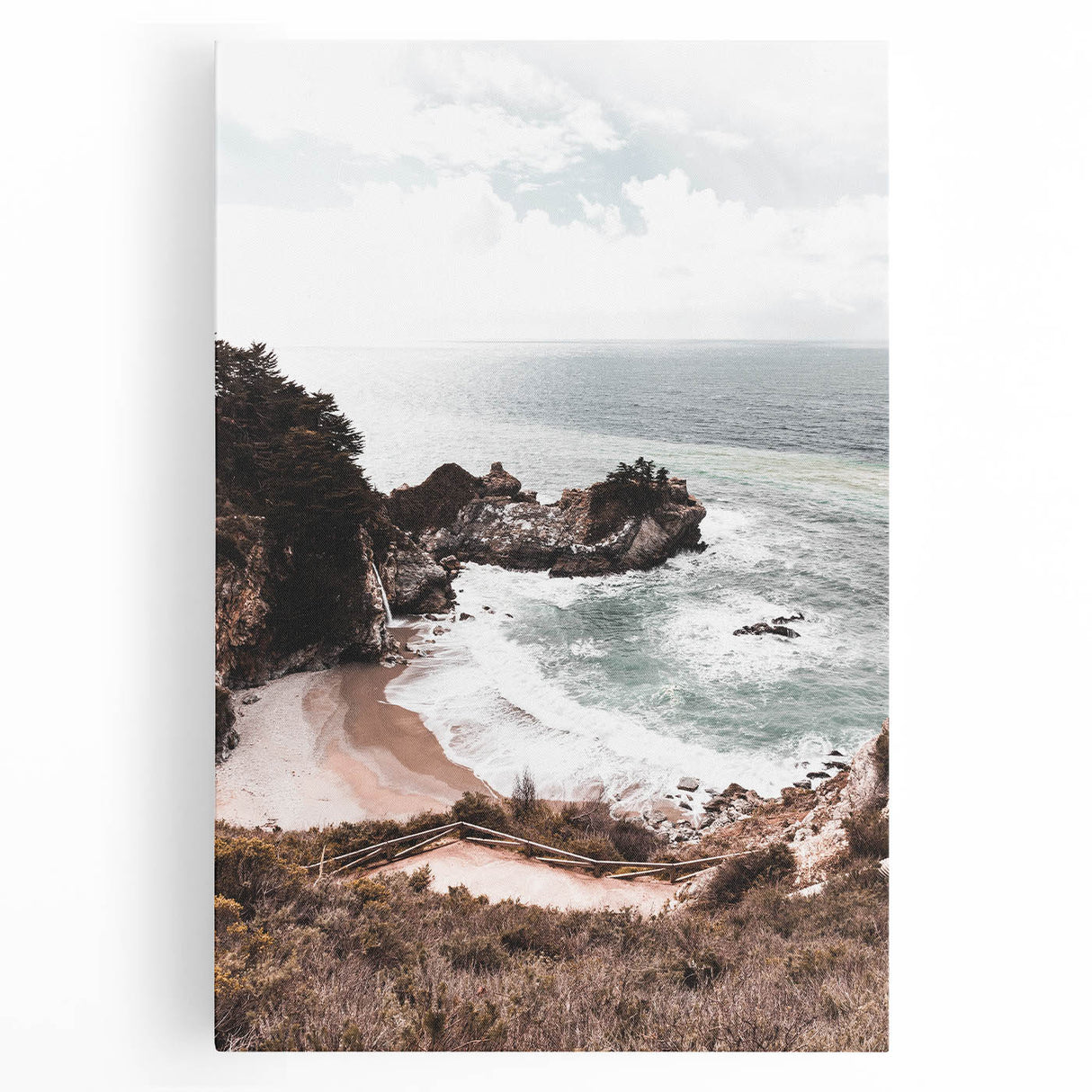 Large black and white stretched canvas featuring a minimalist summer design, ideal for kitchen wall art.