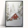 Large abstract wall art depicting a winter scene in mid-century modernist style.
