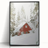 Large abstract wall art depicting a winter scene in mid-century modernist style.