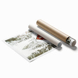 Extra large rolled print of winter-themed floral art in muted blue and white tones, ideal for classy bathroom wall art.