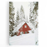 Winter tree silhouette in black and white on large stretched canvas, suitable for kitchen wall art.