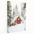 Winter-themed large art on stretched canvas featuring muted blue and white tones, ideal for kitchen wall art.