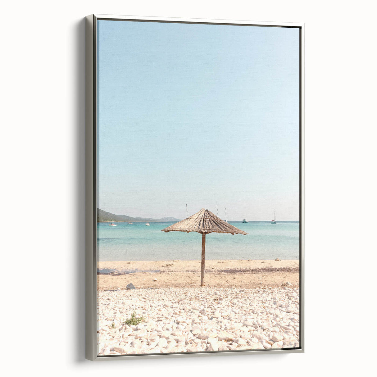 Landscape art painting featuring a colorful summer scene on a framed canvas, ideal for brightening a living room wall.