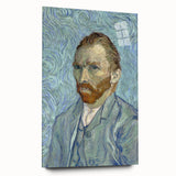 Large abstract wall art on acrylic glass depicting swirling shades of blue and yellow.