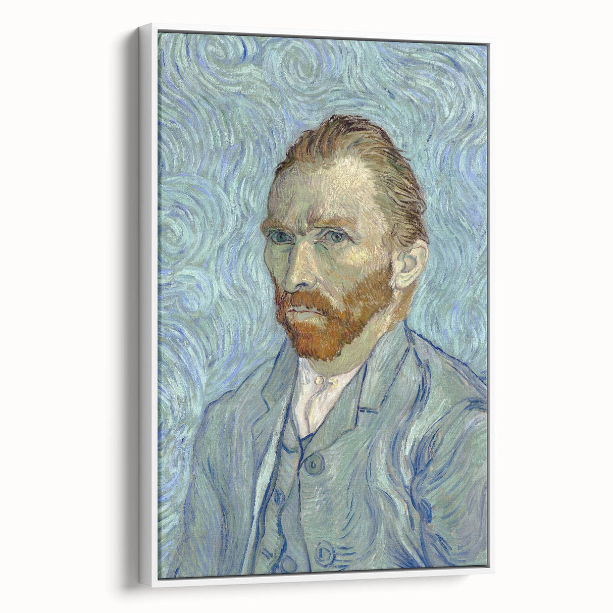 Vintage poster art of Van Gogh's painting on a framed canvas, featuring vibrant colors, ideal for living room decor.