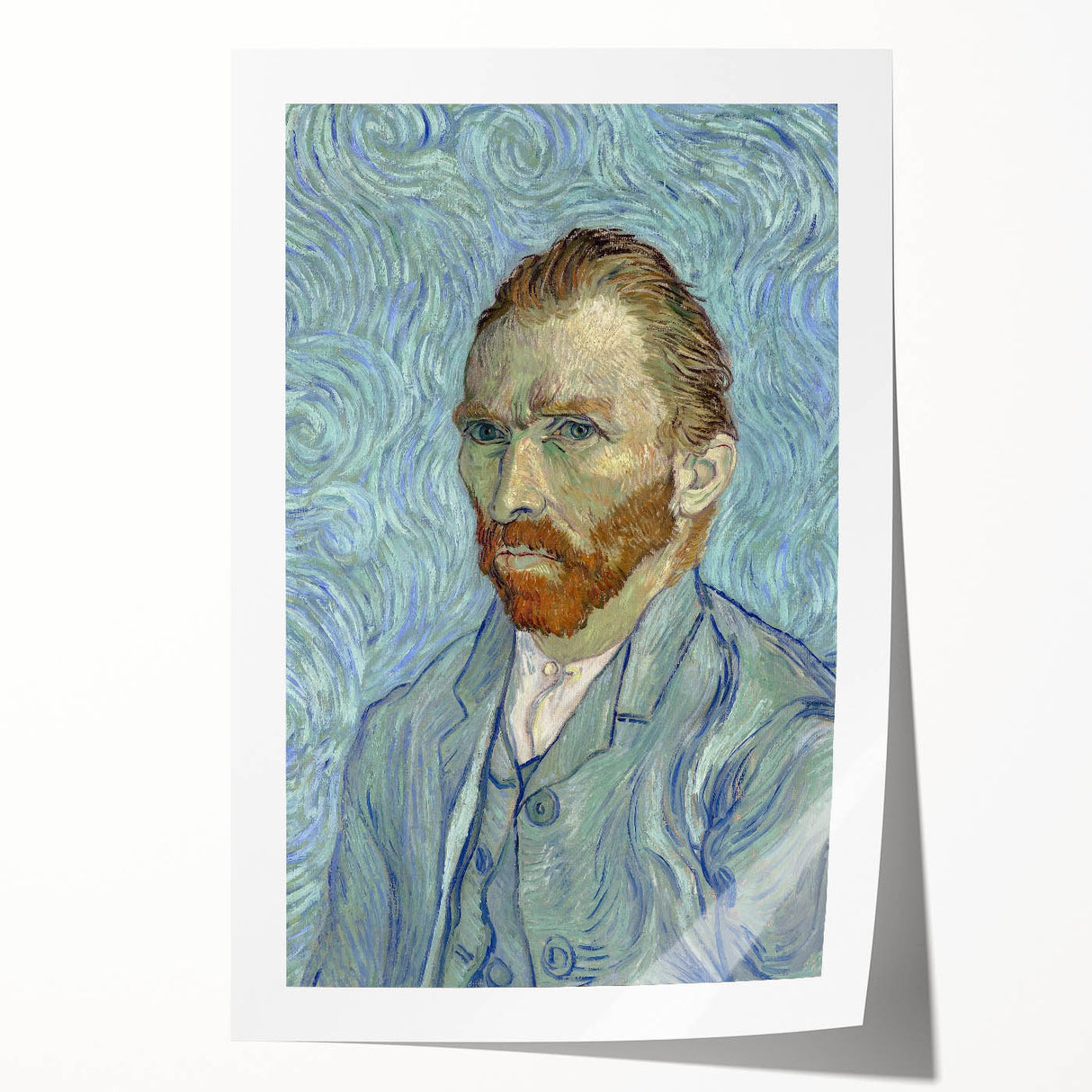 Rolled canvas print of Van Gogh-inspired floral artwork in vibrant colors, suitable for art wall dining room.
