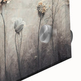 Close-up of abstract floral wall art design printed on acrylic glass, showcasing vibrant colors and intricate details, ideal for modern home decor.