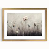 Abstract floral wall art in a gold frame with matting, showcasing vibrant colors and intricate designs, perfect for enhancing modern home decor.