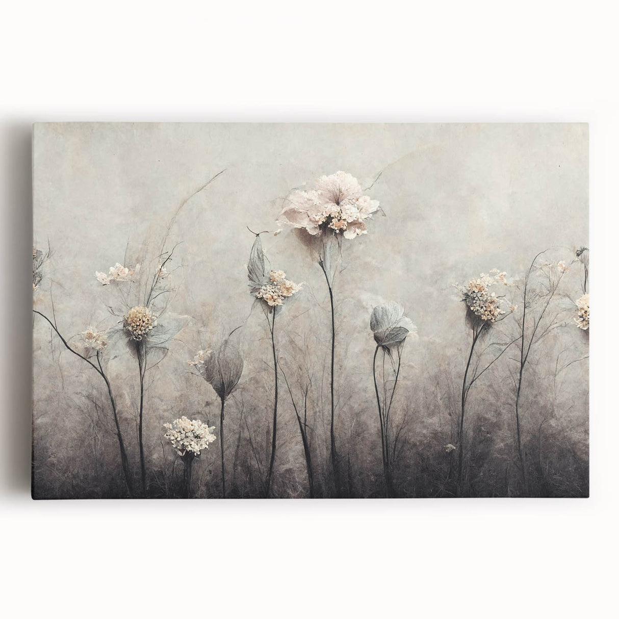 Vibrant abstract floral wall art on stretched canvas showcasing rich colors and intricate designs, perfect for modern home decor or office enhancement.