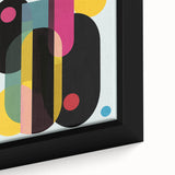Abstract geometric framed canvas artwork showcasing vibrant colors and intricate patterns, perfect for modern home decor to enhance artistic ambiance.
