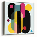 Framed abstract geometric canvas art in silver, showcasing intricate patterns and a modern aesthetic. Perfect for contemporary home decor and artistic expression.