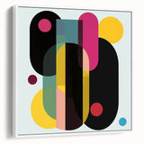 Abstract geometric framed canvas artwork showcasing a sleek white design, viewed from the side, perfect for modern home decor. Ideal for minimalist aesthetics and contemporary interiors.