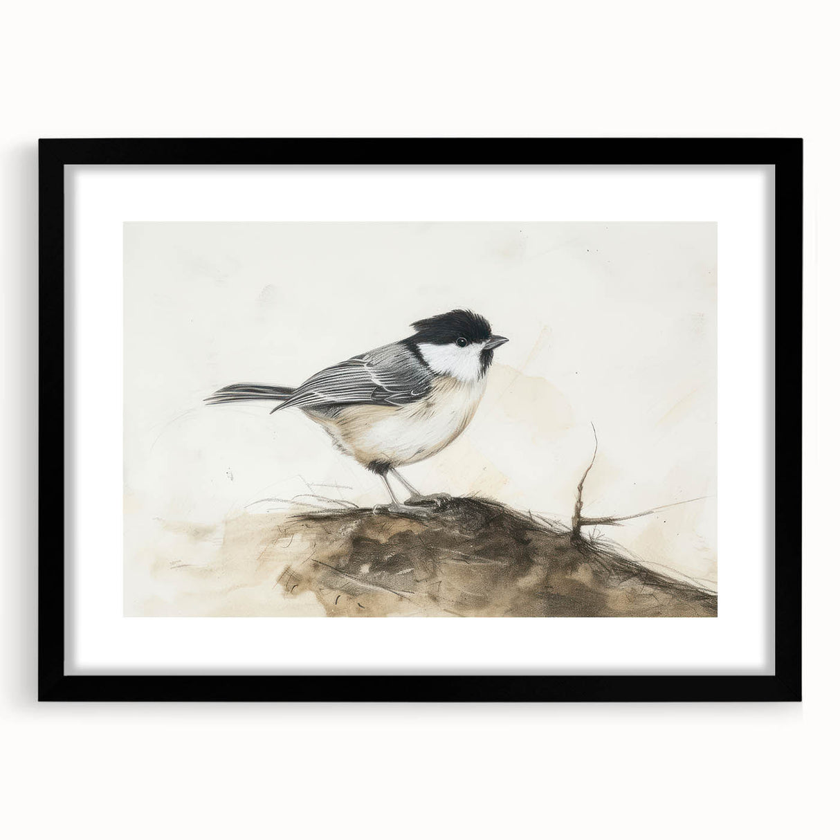 Framed artwork depicting a vibrant animal print design in a sleek black frame, featuring a white mat for added elegance and depth, perfect for home decor.