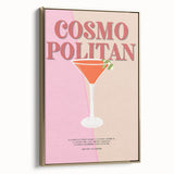 Framed canvas landscape painting featuring a vintage poster design in black and gold, ideal for bedroom decor.