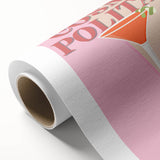 Art Deco poster featuring a stylized cocktail glass in pastel shades on rolled canvas.