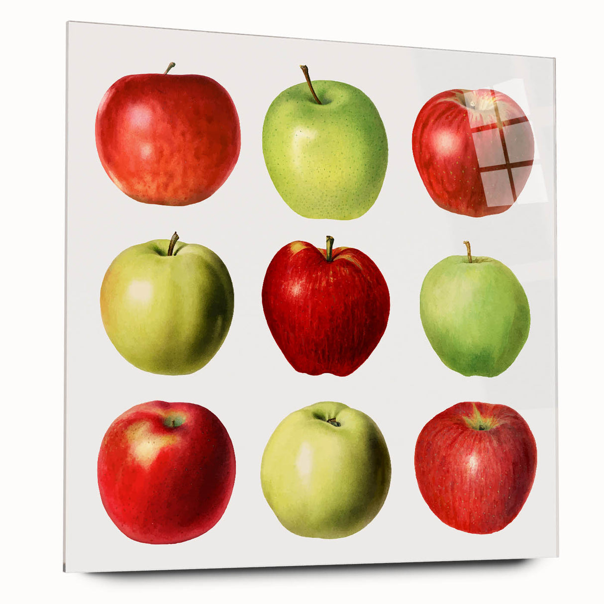 Large abstract wall art featuring vibrant fruits on acrylic glass, ideal for bedroom or dining room decor.