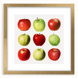 Extra large abstract art print featuring textured fruits in vibrant colors, framed in gold, ideal for living room decor.