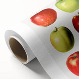 Art Deco style poster featuring an array of fruits in vibrant colors on rolled canvas, suitable for nursery wall art.