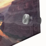 Close-up of a vibrant acrylic landscape artwork depicting canyons, showcasing rich colors and intricate details, perfect for modern home decor.