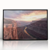 Framed acrylic artwork showcasing a stunning landscape of canyons, featuring vibrant colors and intricate details, perfect for home decor. The black frame adds a modern touch, enhancing the visual appeal of the serene natural scene. Ideal for art enthusiasts seeking to elevate their living space with captivating nature-inspired designs.