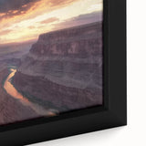 Framed canvas artwork showcasing a vibrant landscape of canyons, highlighting rich colors and intricate textures, ideal for home decor and art enthusiasts.