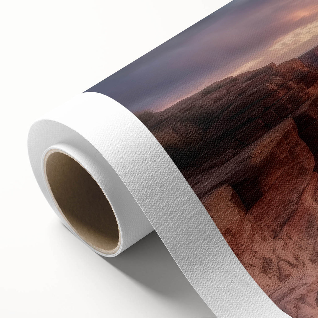 Stunning rolled canvas artwork depicting a vibrant landscape of canyons, showcasing rich earthy tones and intricate details, perfect for enhancing home decor.