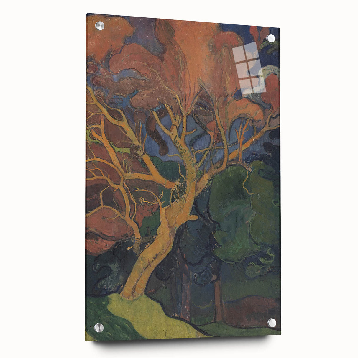 Modern Wall Art - Vibrant Forest Interior with Tree - Contemporary Print