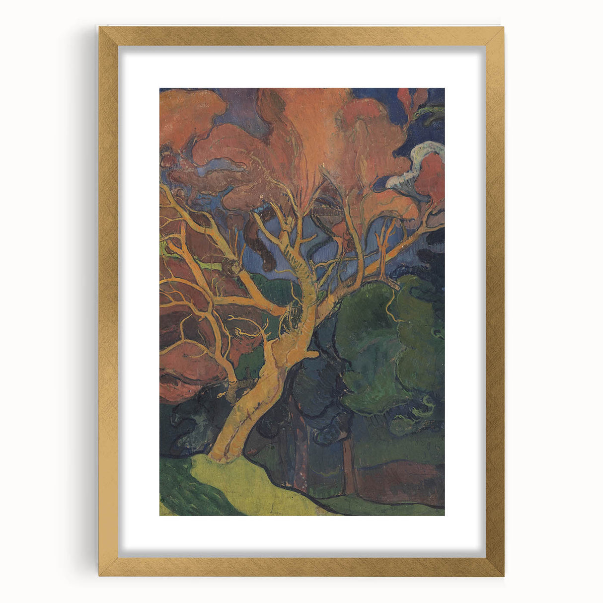 Modern Wall Art - Vibrant Forest Interior with Tree - Contemporary Print