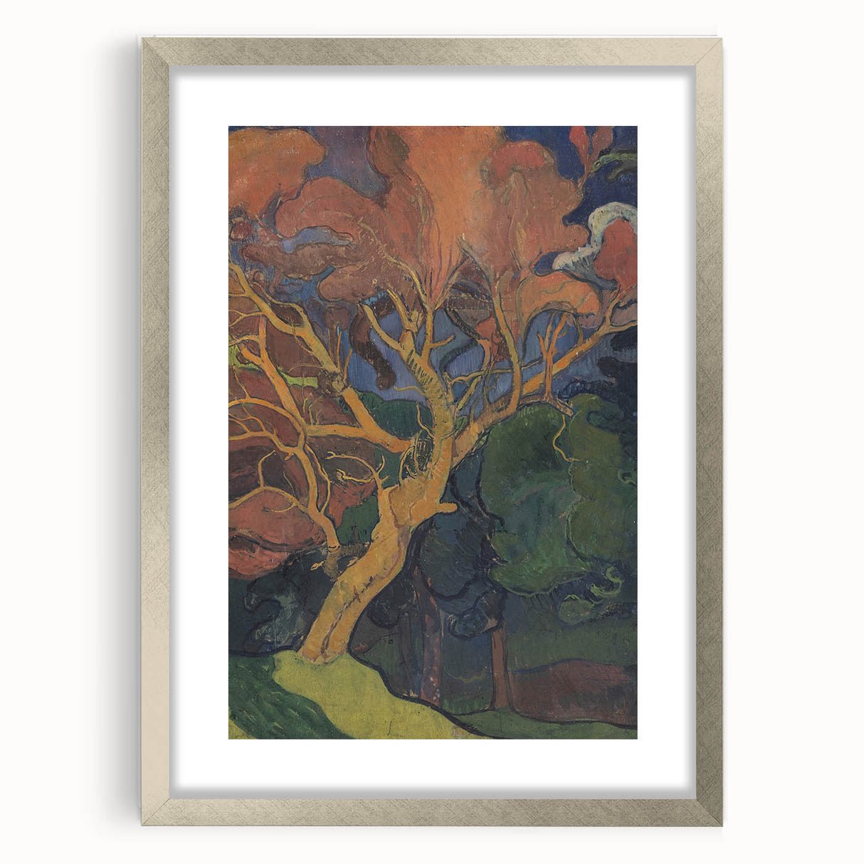 Modern Wall Art - Vibrant Forest Interior with Tree - Contemporary Print