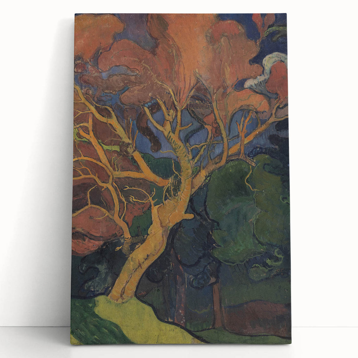 Modern Wall Art - Vibrant Forest Interior with Tree - Contemporary Print
