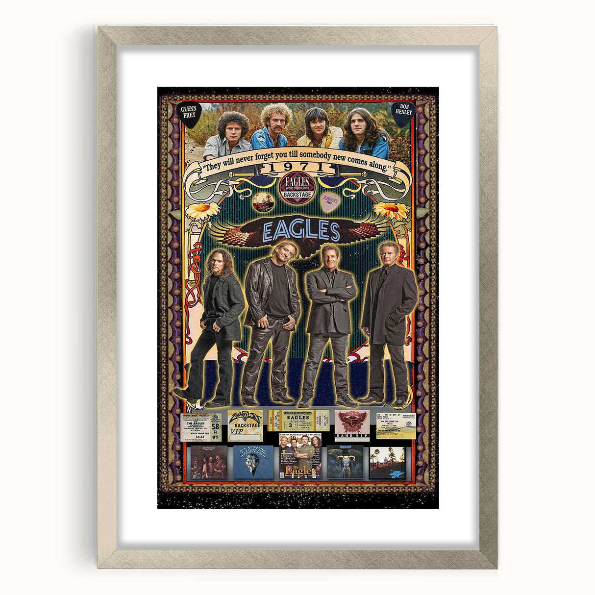 Eagles 1971-2001 Concert Poster - Vintage Rock Music Art