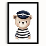 Boys Room Wall Art - Sailor Bear Kids Wall Art for Nursery