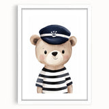 Boys Room Wall Art - Sailor Bear Kids Wall Art for Nursery