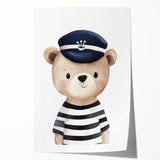 Boys Room Wall Art - Sailor Bear Kids Wall Art for Nursery