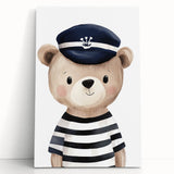 Boys Room Wall Art - Sailor Bear Kids Wall Art for Nursery