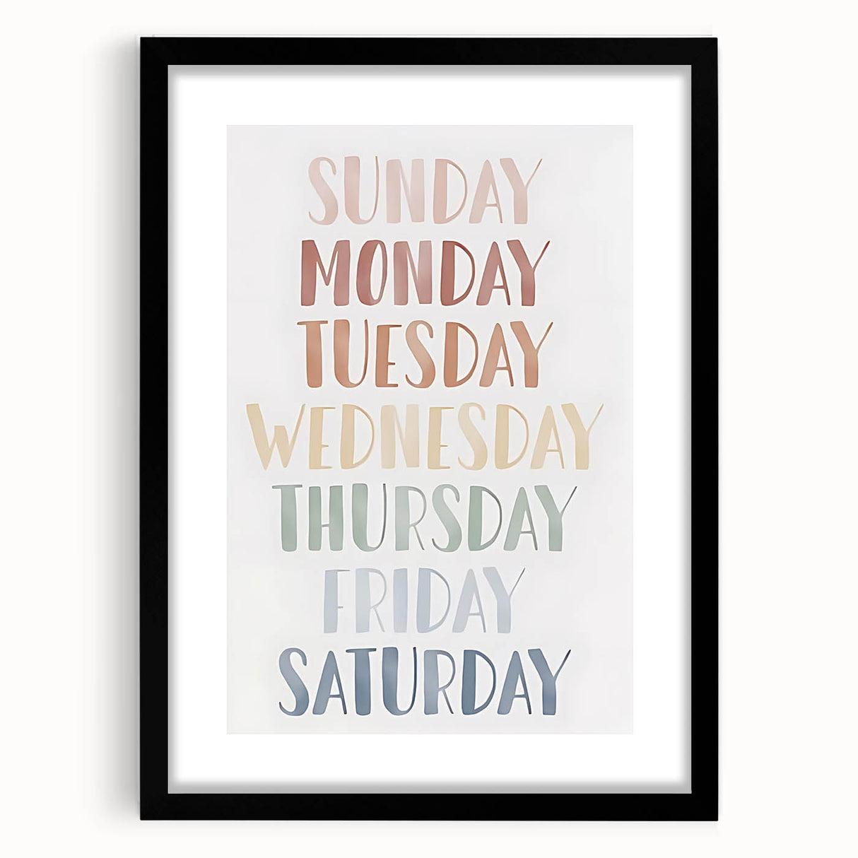Days of the Week Kids Educational Wall Art - Learning Poster for Classrooms