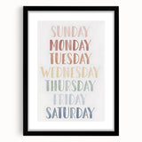 Days of the Week Kids Educational Wall Art - Learning Poster for Classrooms