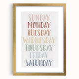 Days of the Week Kids Educational Wall Art - Learning Poster for Classrooms