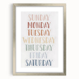 Days of the Week Kids Educational Wall Art - Learning Poster for Classrooms