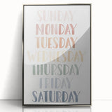 Days of the Week Kids Educational Wall Art - Learning Poster for Classrooms