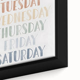 Days of the Week Kids Educational Wall Art - Learning Poster for Classrooms