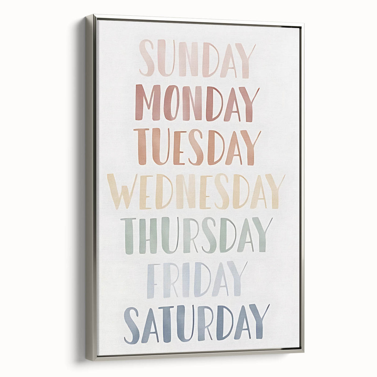 Days of the Week Kids Educational Wall Art - Learning Poster for Classrooms